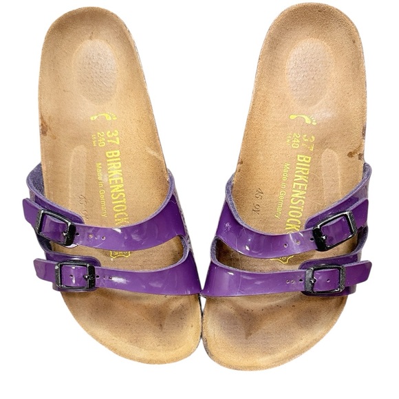 Birkenstock Purple Patent Leather Slide Sandals - Picture 1 of 5